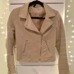 Beige suede biker jacket